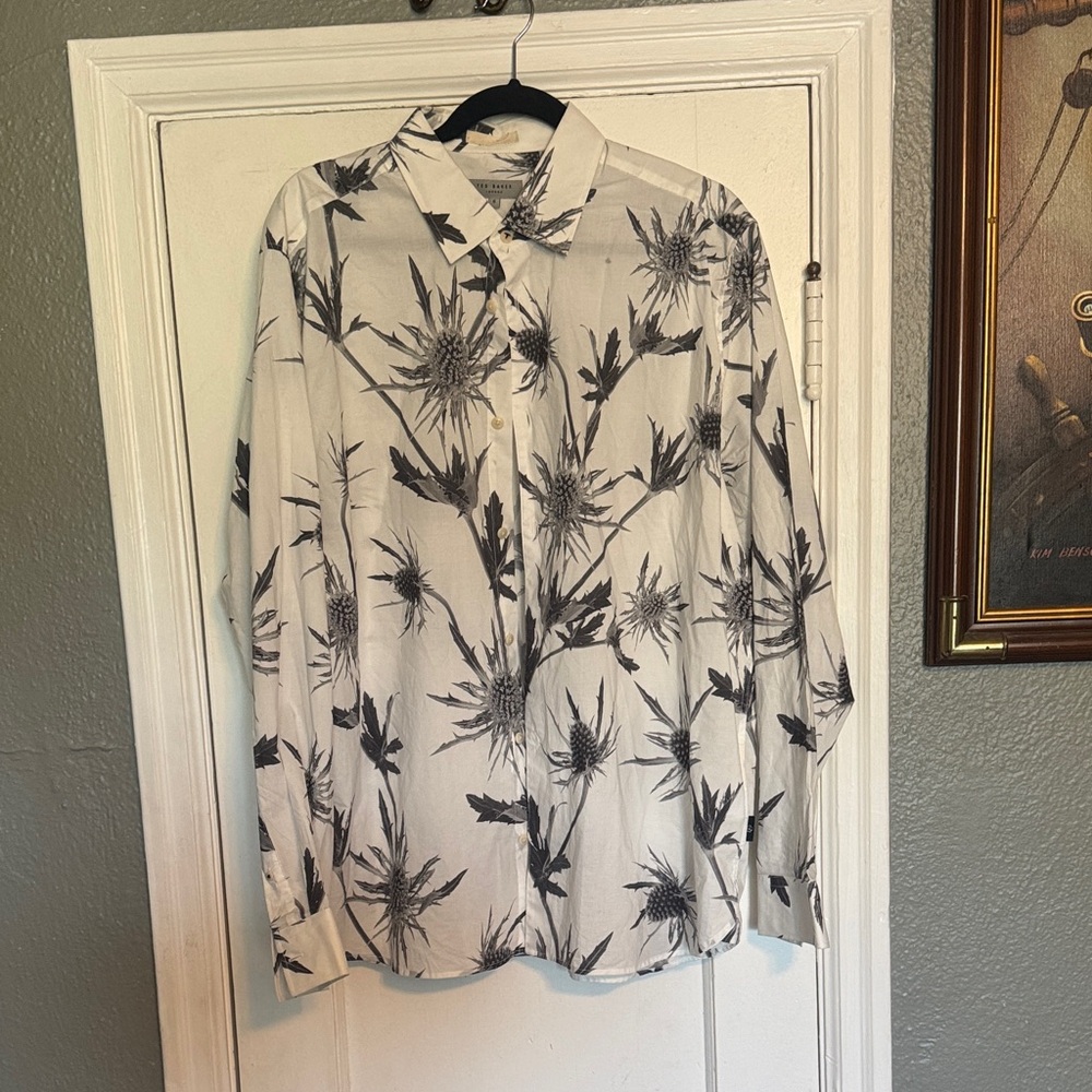 Ted Baker Black and White Floral Men's Shirt